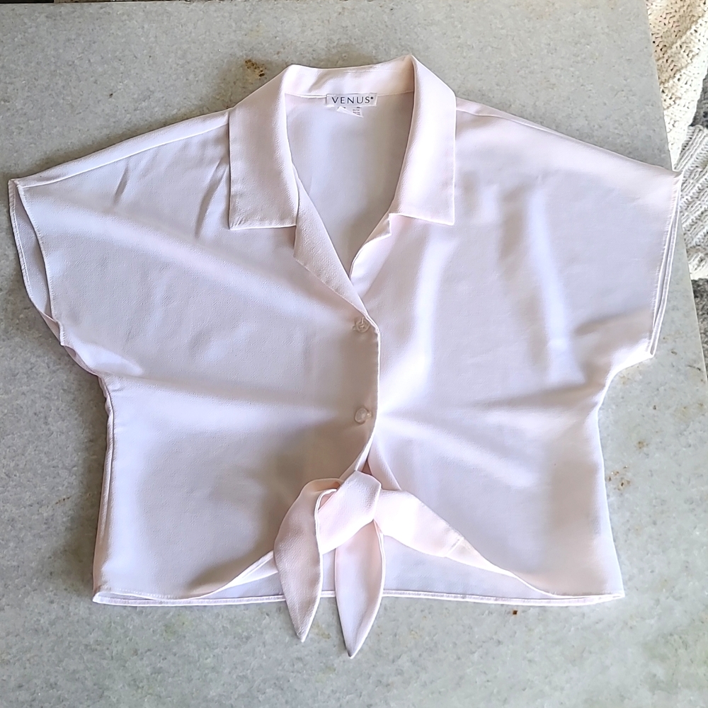 Venus cropped tie-front top
